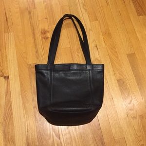 LL Bean Leather Black Bucket Bag